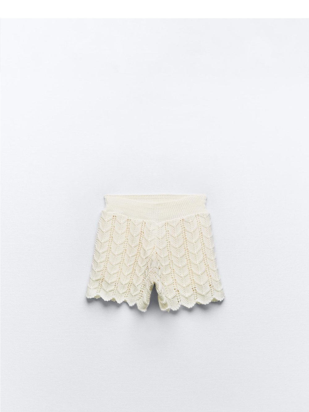 Zara Cream Crochet High-Waist Knit Shorts